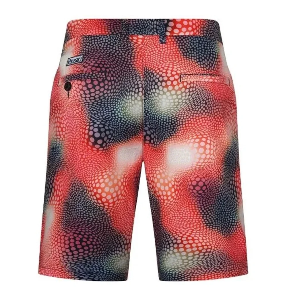 Hreski Golf 134 Abstract Circles on Red Black Uneven Background Shorts